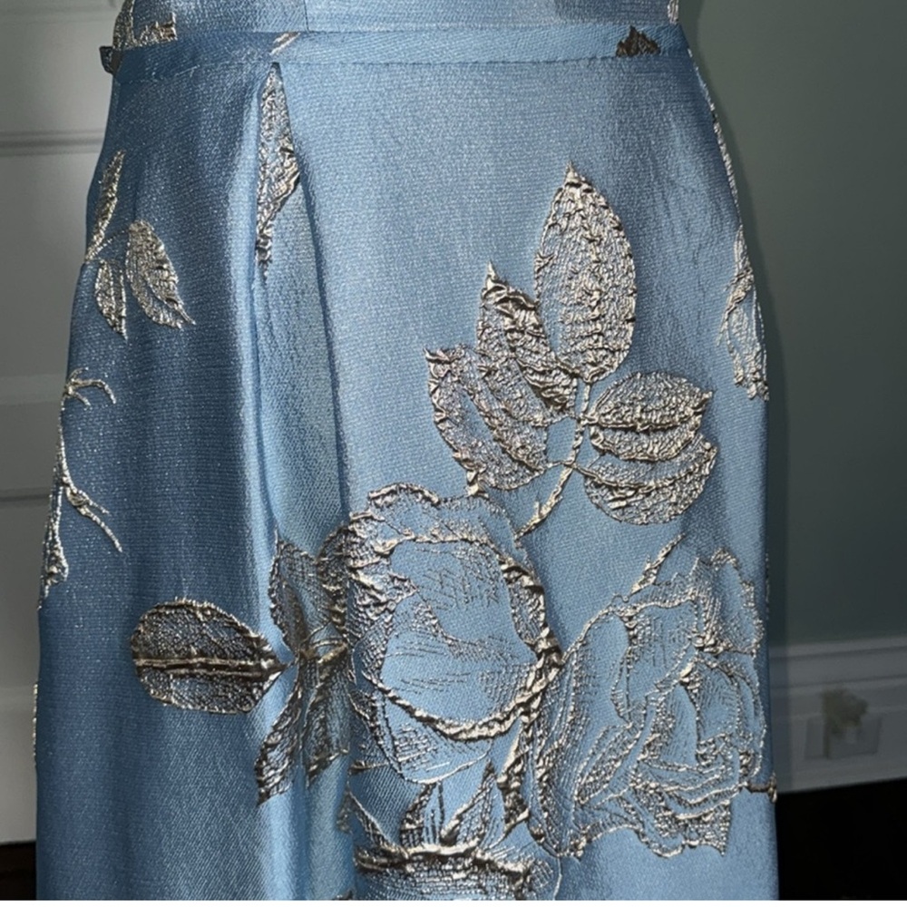 Teri Jon Turquoise w/ Silver Floral MOB or MOG Size 14 Dress - Picture 6 of 8